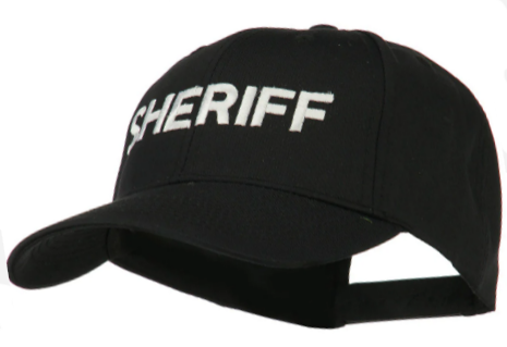 Ball Cap 6 panel Navy Embroidered "SHERIFF" in white