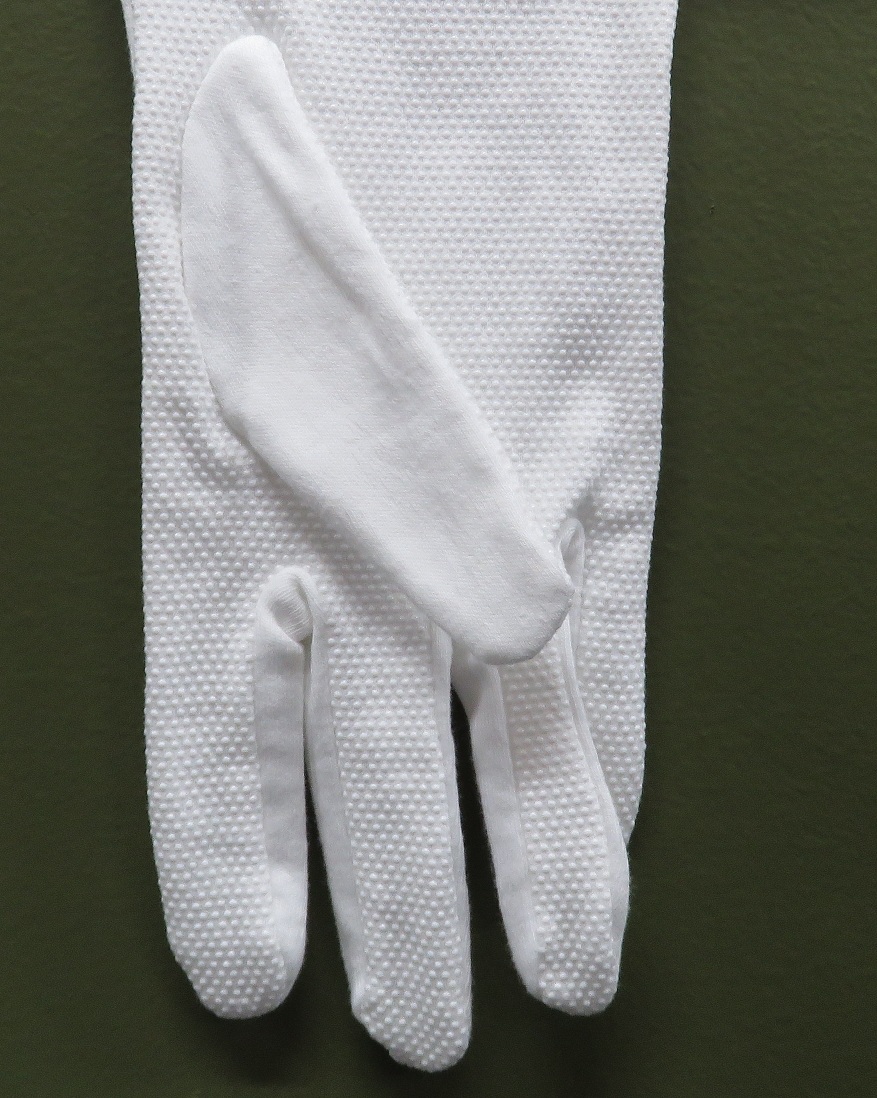White Cotton Beaded Grip Gloves